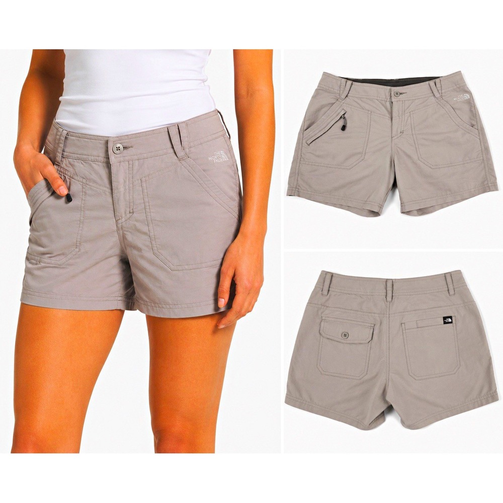 The North Face Horizon 2.0 Women’s Gray Chino Shorts 8 Mid Rise Stretch Pockets